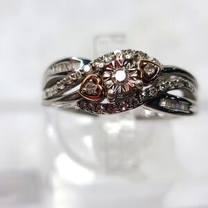 Diamond Sterling Silver/14kt Rose Gold Ring